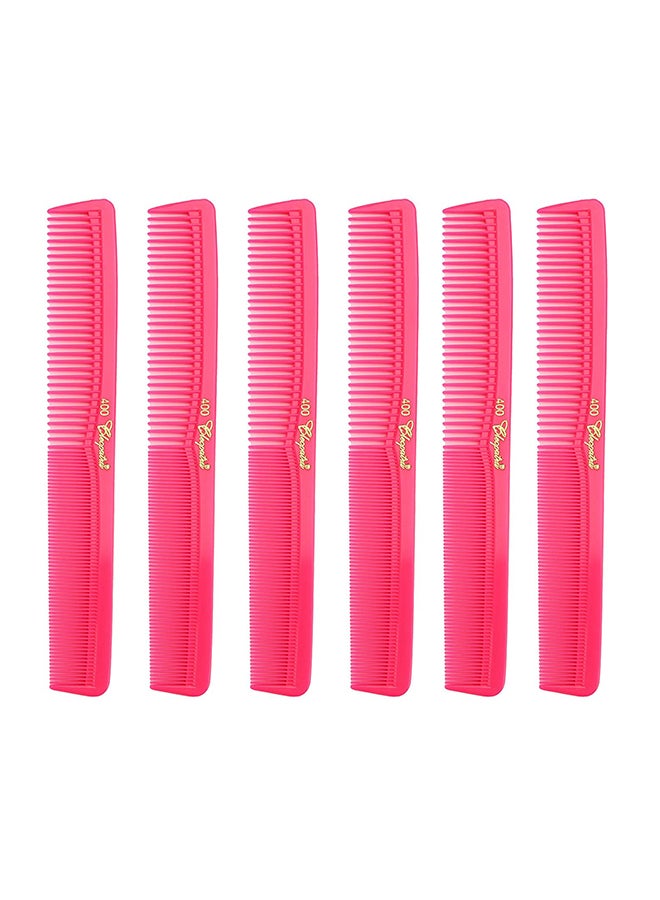 Pack Of 6 Cleopatra All Purpose Barber Cutting Comb Pink 7inch