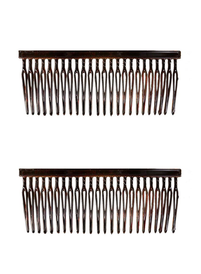 2-Piece French Twisty Wirey Teeth Patent Comb Brown