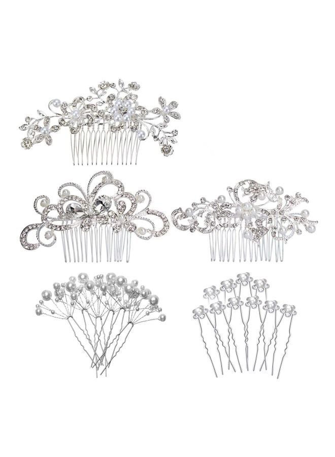 23-Piece Wedding Comb Set Silver/Clear One Size