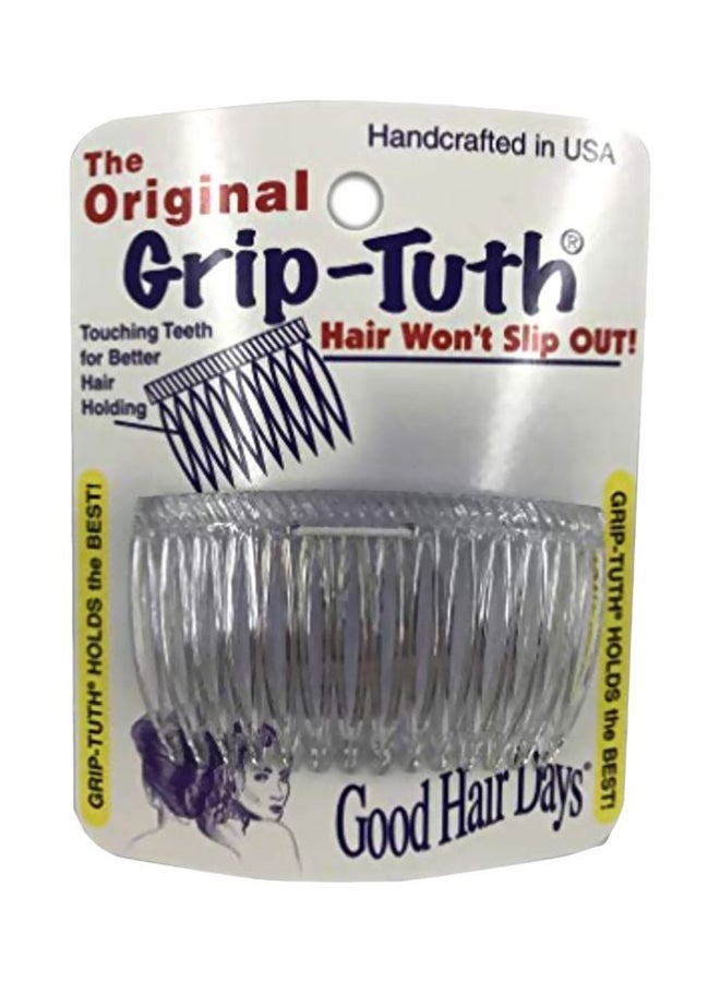 Pack Of 2 Grip Tuth Hair Comb Clear 1.5inch