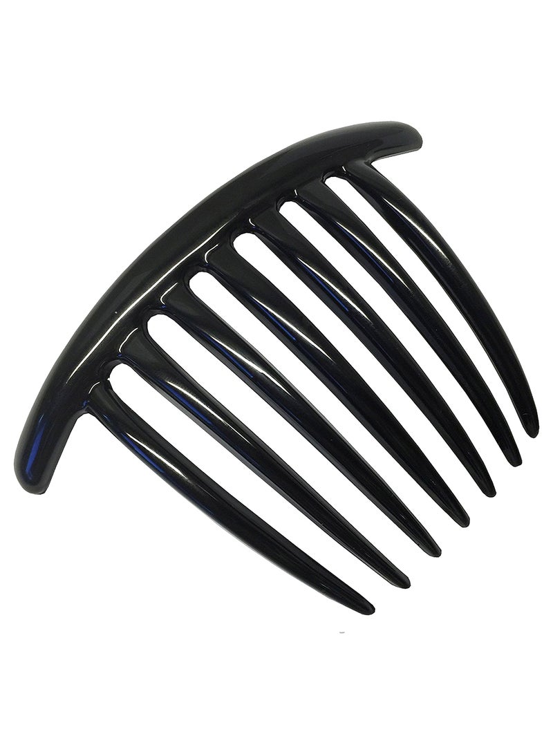 2-Piece 7-Teeth Celluloid Side Hair Comb Set Black 3.9inch