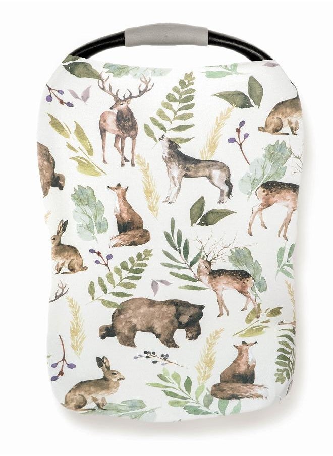 Pobi Baby Premium Multi-Use Cover - Nursing Cover, Baby Car Seat Covers, Shopping Cart, High Chair, and Breastfeeding Cover - Ultra-Soft, Stretchy, Woodland Scarf for Baby and Mom (Wildlife Animal)