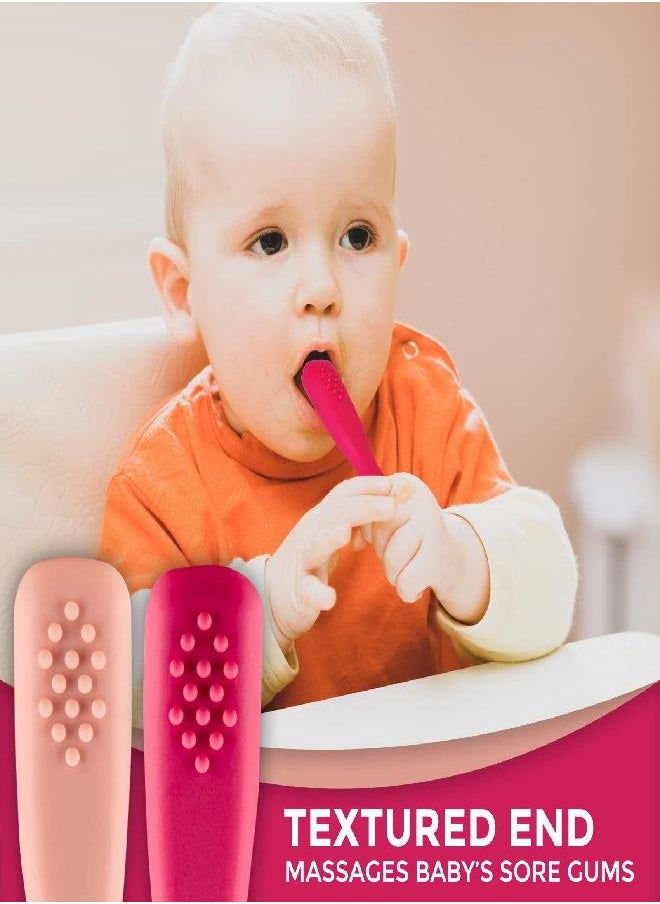 Silicone Baby Spoons First Stage Baby Feeding Spoons Stage 1 and Stage 2-4pcs (Dark & Light Pink)