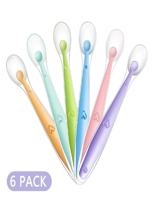 PandaEar Baby Silicone Soft Spoons| Training Feeding for Kids Toddlers Children and Infants| BPA Free 6 Pack| Great Gift Set |Gum-Friendly First Stage