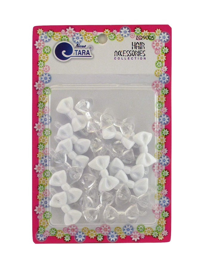 20-Piece Bow Hair Barrettes Set White/Clear