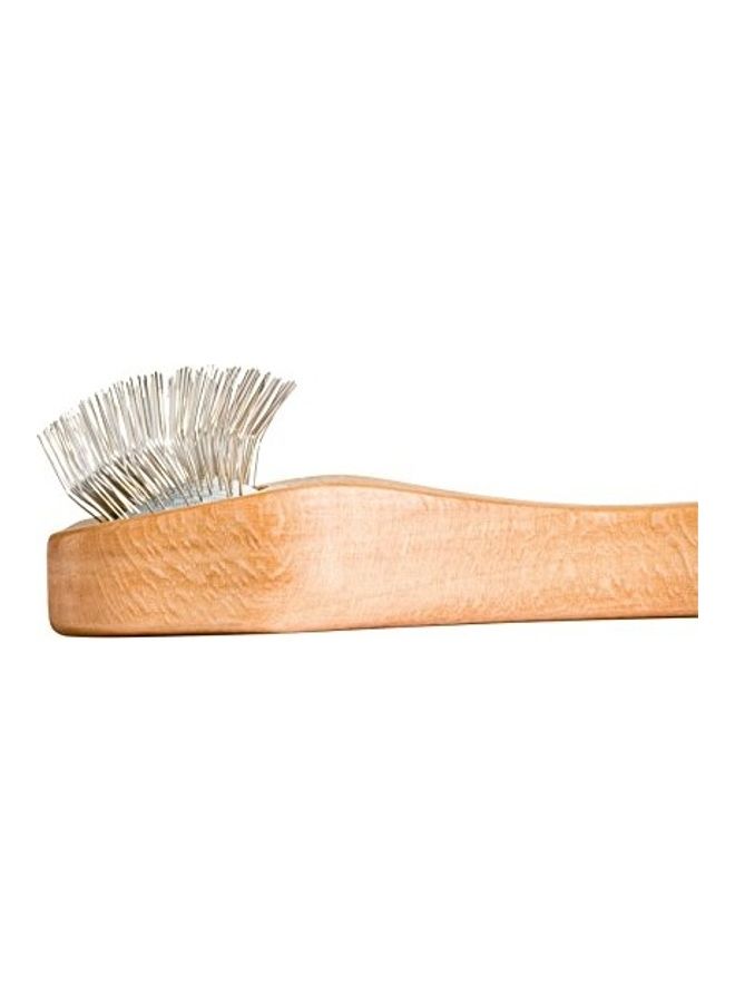 Wire Velcro Hair Brush With Oiled Beechwood Handle Beige/Silver