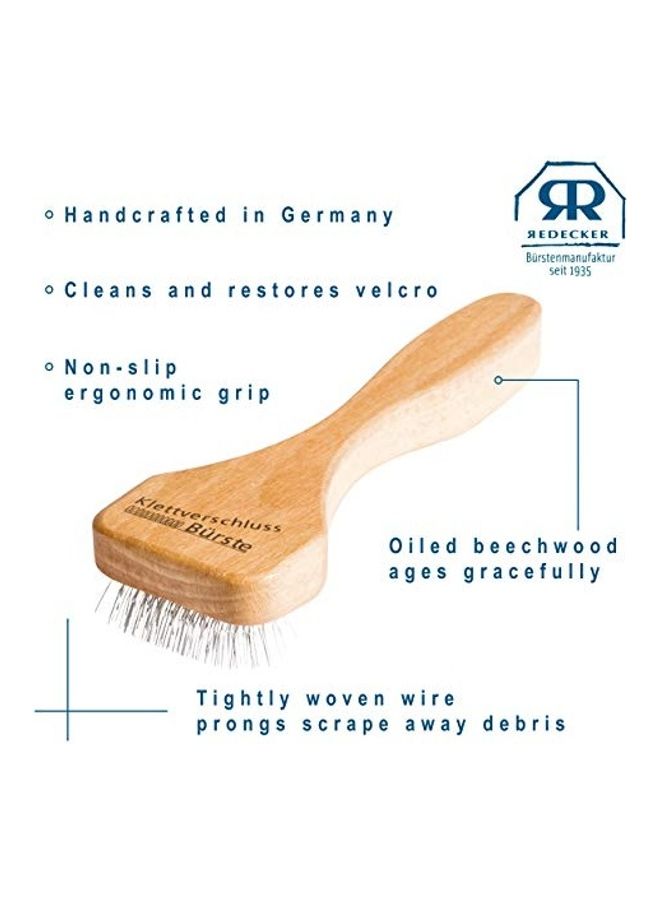 Wire Velcro Hair Brush With Oiled Beechwood Handle Beige/Silver