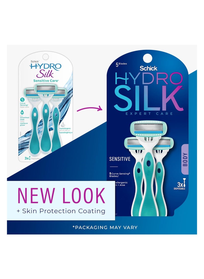 HYDRO SILK Schick Hydro Silk Womens Disposable Razor, Pack of 3 Disposable Razors