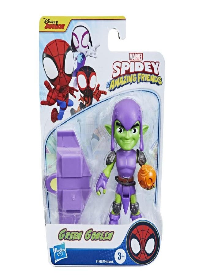 Spidey and His Amazing Friends Marvel Green Goblin Hero Figure, 4-Inch Scale Action Figure, Includes 1 Accessory, for Kids Ages 3 and Up
