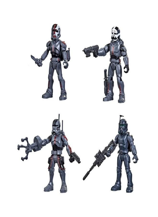 STAR WARS Mission Fleet Clone Commando Clash 2.5-Inch-Scale Action Figure 4-Pack with Multiple Accessories, Toys for Kids Ages 4 and Up,F5333