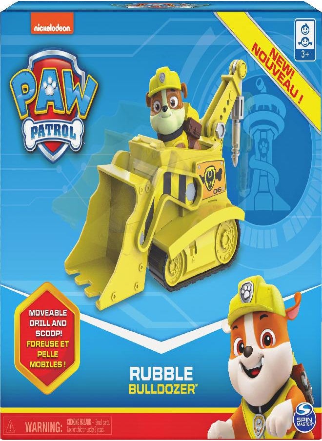Paw Patrol, Rubble’s Bulldozer Vehicle with Collectible Figure, for Kids Aged 3 and Up