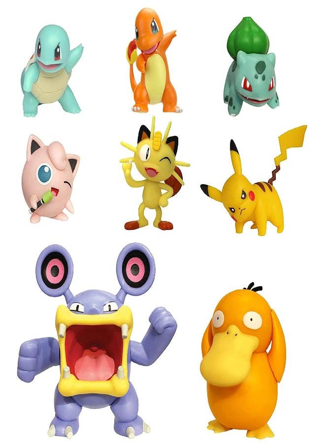 Pokemon Battle Figure 8-Pack - Comes with 2” Pikachu, 2” Bulbasaur, 2” Squirtle, 2” Charmander, 2” Meowth, 2