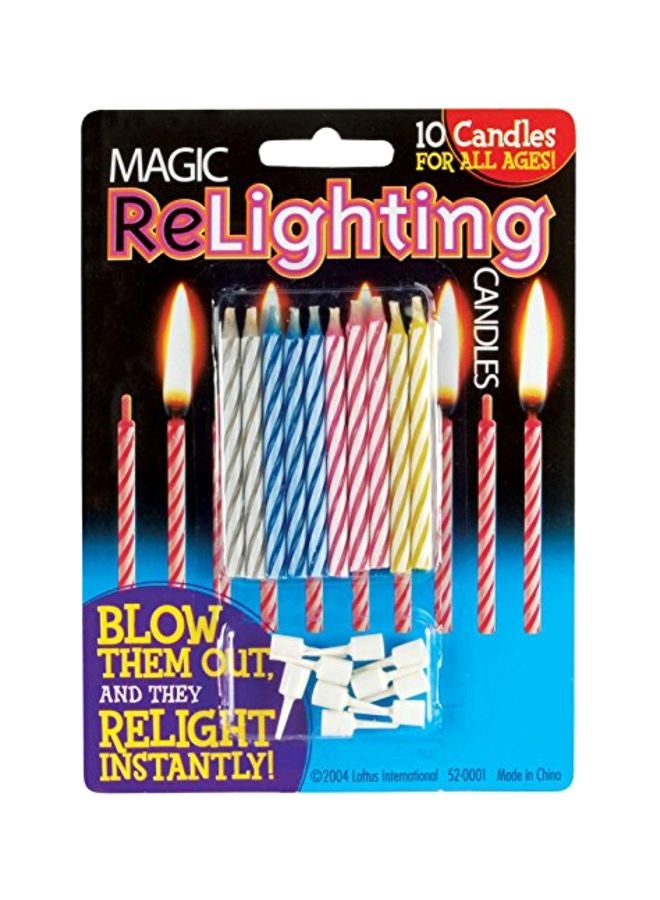 10-Piece Magic Trick Relighting Birthday Candles With Holders LOF 52-0001