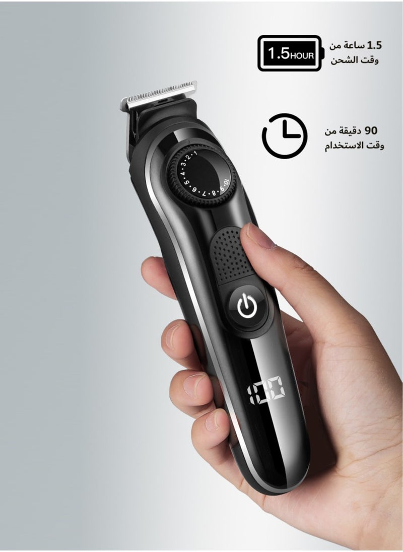 Trimmer for Men, 5-in-1 Hair Trimmer, Showerproof Body Shaver and Groomer for Sensitive Areas, Safe All-in-One Style Kit for Body, Underarms, Beard, Face, and Nose Hair