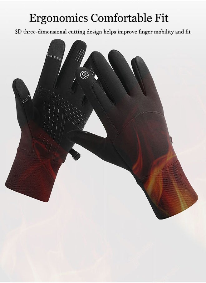 Cycling Gloves Men's Outdoor Windproof Waterproof Plus Velvet Thickened Cycling Non-Slip Wear-Resistant Warm Gloves