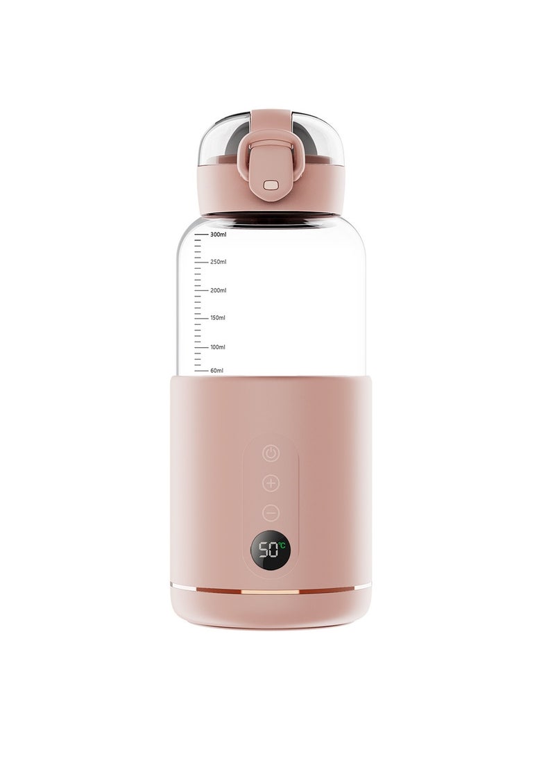 Bottle Warmer, Wireless Heater Water Bottle With LED Display, Portable Durable Instant Water Warmer, Lightweight USB Rechargeable Milk Conditioner For Baby Milk, (1pc, Pink)