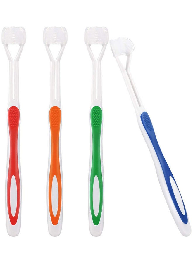 4-Piece 3-Sided Autism Toothbrushes Set Multicolour