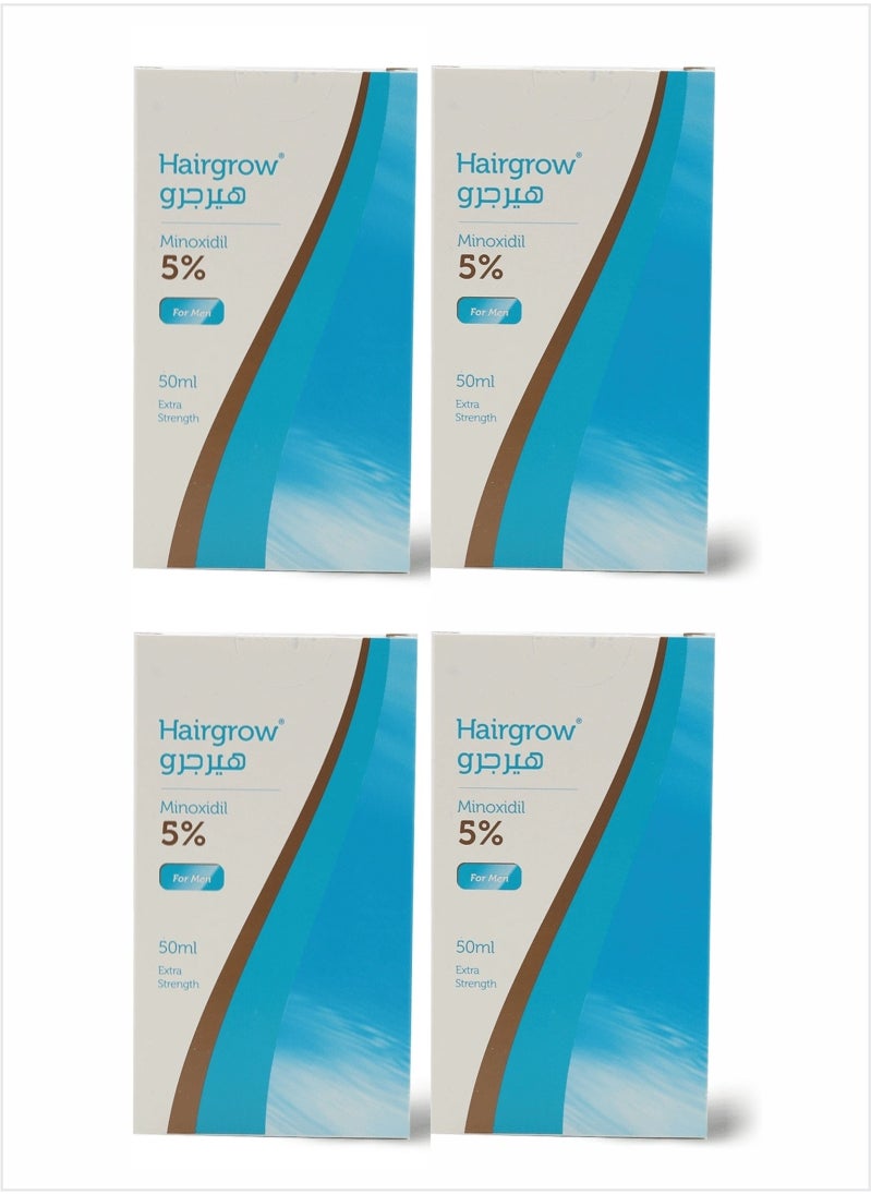 Hairgrow 5% Minoxidil Trusted Hair Loss Solution for Regrowth 50 ML (Pack of 4)