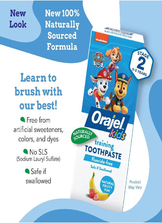 Orajel Kids Paw Patrol Fluoride-Free Training Toothpaste, Natural Fruity Fun Flavor, #1 Pediatrician Recommended Fluoride-Free Toothpaste, 1.5oz Tube