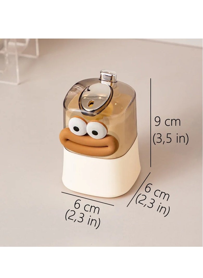 Pop Up Toothpick Dispenser, Toothpick Holder with Automatic Ejection,  compact and portab;e Plastic Toothpick Case Box, Stylish Home and Restaurant Storage Box, (1pc, Brown Smile)