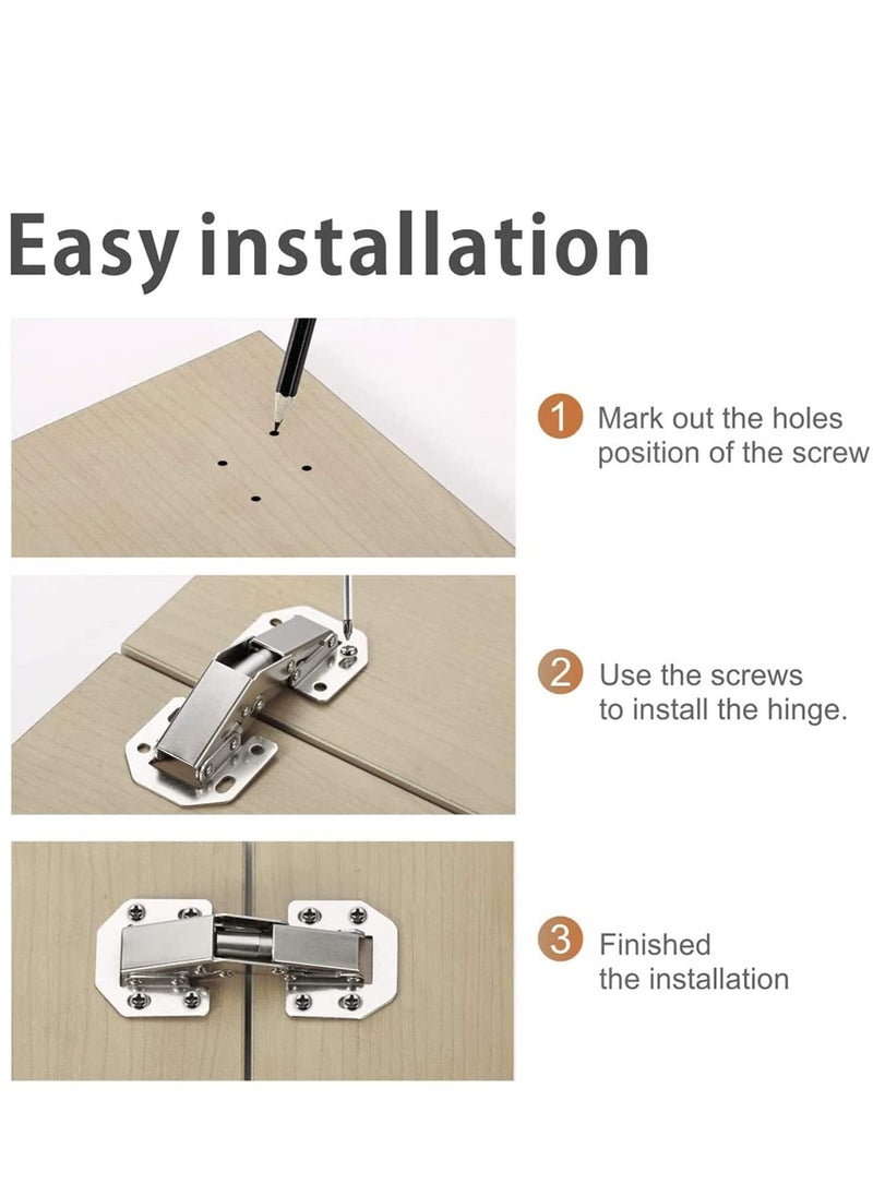 Easy Installation Hinges 90 Degree Cabinet Hinge for Drawer Window Cupboard Kitchen Door No Slot Required Cold Rolled Steel Strong and Long Lasting