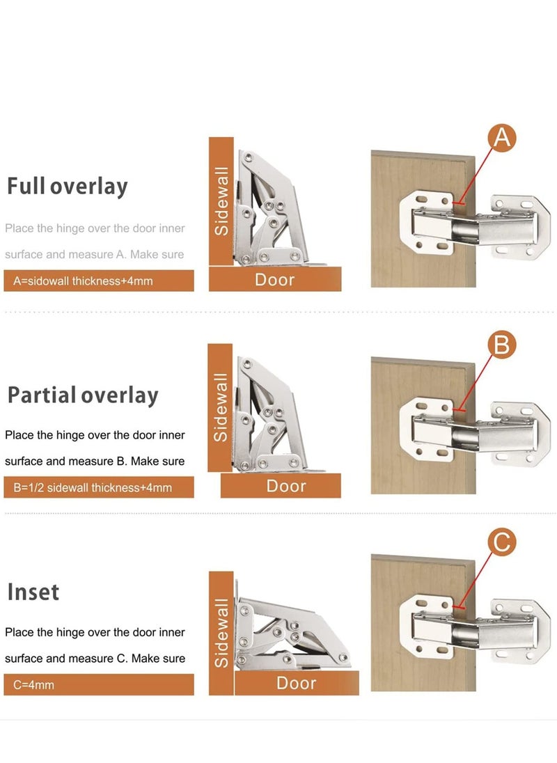 Easy Installation Hinges 90 Degree Cabinet Hinge for Drawer Window Cupboard Kitchen Door No Slot Required Cold Rolled Steel Strong and Long Lasting