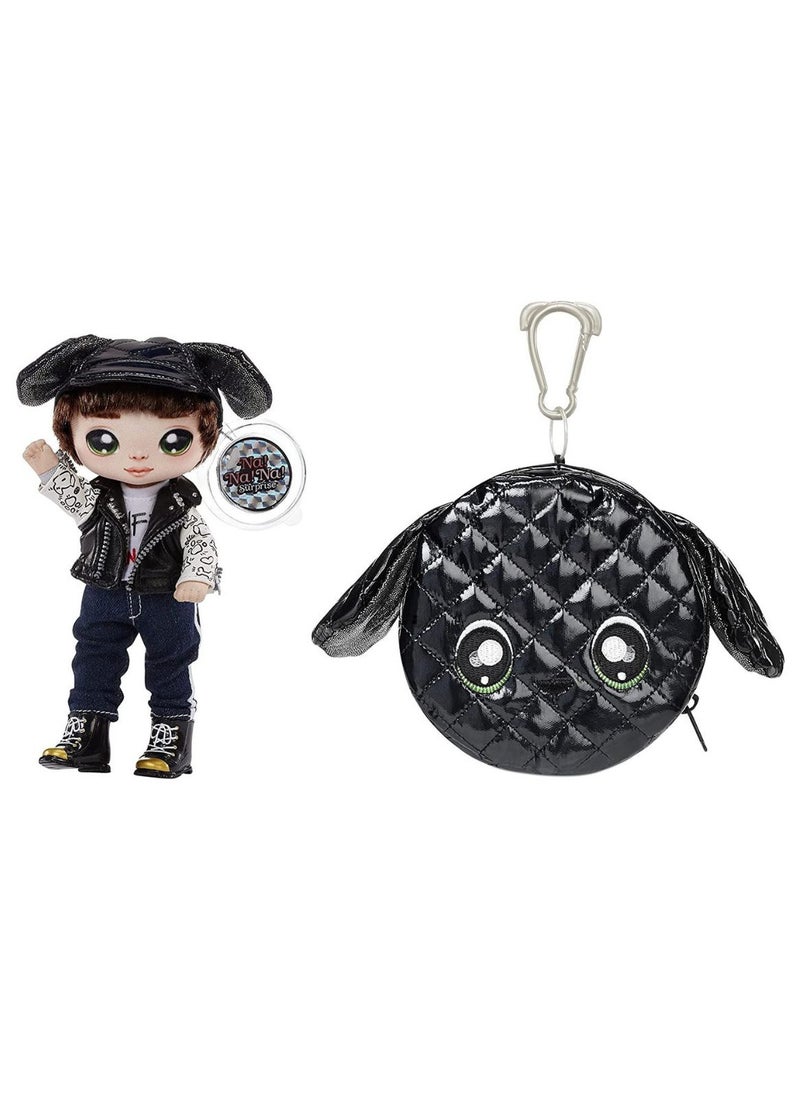 Na! Na! Na! Surprise 19cm Maxwell Dane Doll - Glam Series 1, Collectible Soft Fashion Doll with Metallic Puppy Purse
