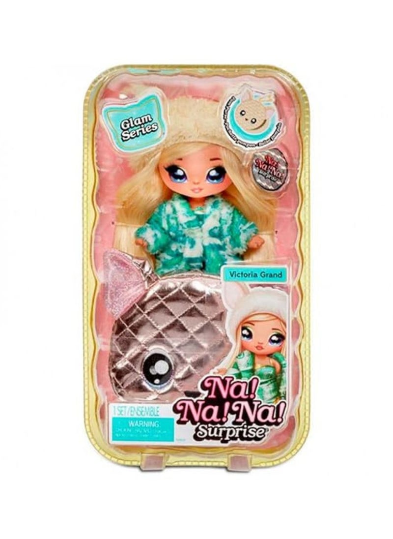 Na! Na! Na! Surprise 19cm Victoria Grand Doll - Glam Series 1, Collectible Soft Fashion Doll with Metallic Chihuahua Purse