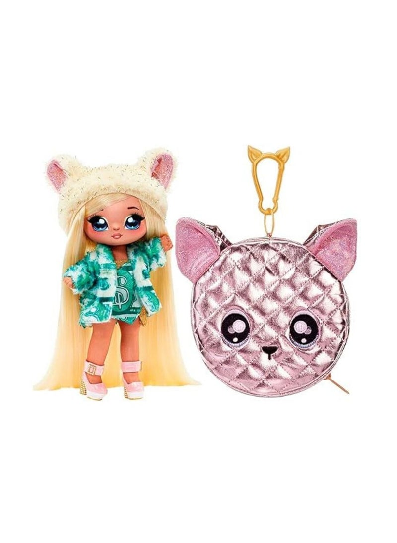 Na! Na! Na! Surprise 19cm Victoria Grand Doll - Glam Series 1, Collectible Soft Fashion Doll with Metallic Chihuahua Purse