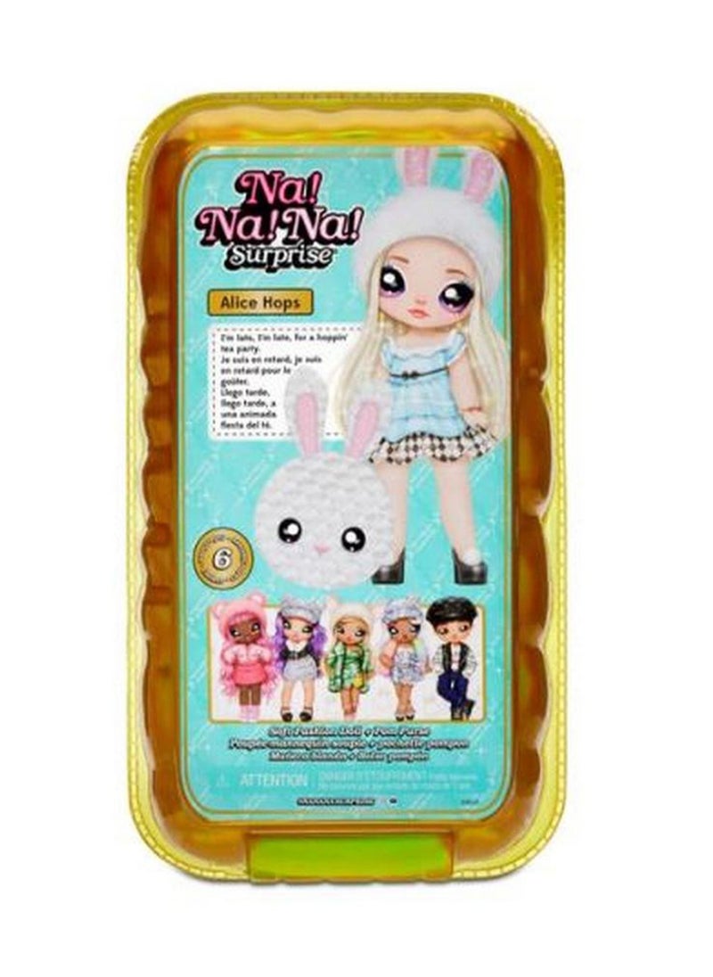 Na! Na! Na! Surprise 19cm Alice Hops Doll - Glam Series 1, Collectible Soft Fashion Doll with Clip-on Bag