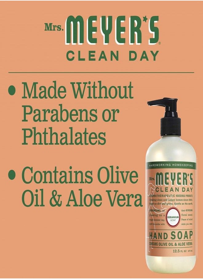 Mrs. Meyer's Clean Day's Hand Soap Refill, Made with Essential Oils, Biodegradable Formula, Geranium, 33 fl. oz