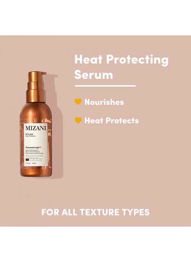 Mizani Thermastrength Heat Protecting Serum | Protects Hair From Heat Damage | with Shea Butter | for Curly Hair | 5 Fl Oz