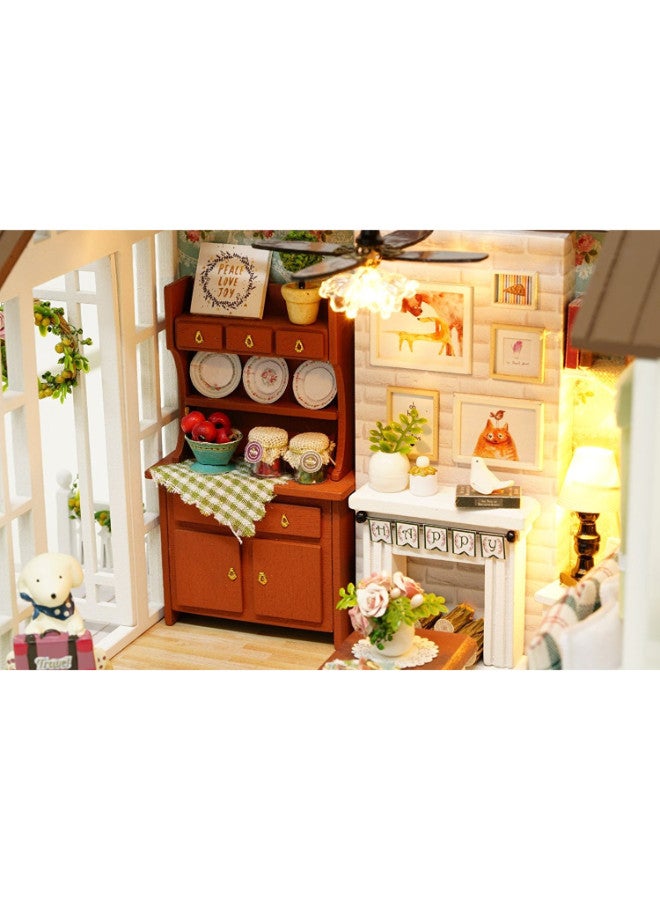 Happy Time 3D Puzzles Wooden Handmade Miniature Dollhouse Diy Kit