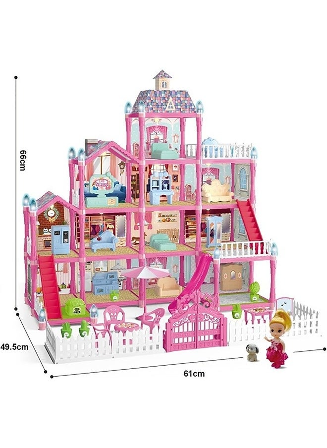 Dollhouse,Dream House for Girls Pretend Toys-4 Story 13 Rooms Dollhouse,Toddler Playhouse DIY Building Kids Gift for for 3-10 Year Old Girls.