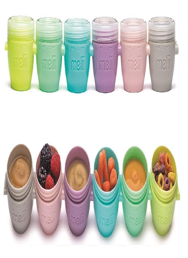 melii Snap & Go Baby Food Storage Containers with lids, Snack Containers, Freezer safe - Set of 6, 2oz