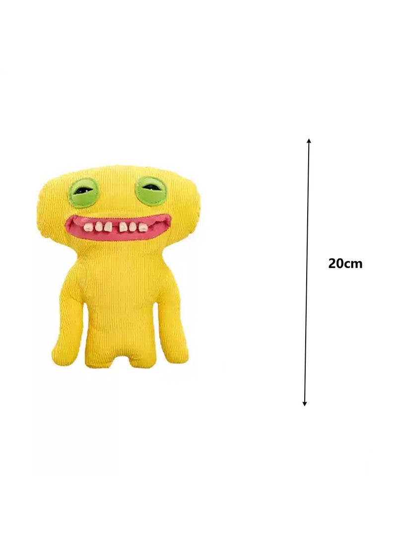 Cute Funny Ugly Monster Doll, Cute Monster Doll With Big Teeth, Collectible Plush Toys, Ugly Cute Monster Plush Doll(Yellow High Laughing Monster)