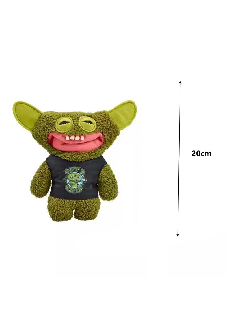 Cute Funny Ugly Monster Doll, Cute Monster Doll With Big Teeth, Collectible Plush Toys, Ugly Cute Monster Plush Doll (Green Laughing Monster)