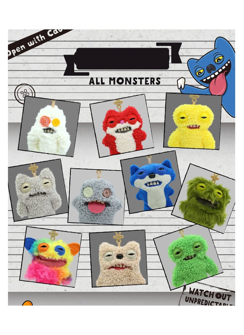 Cute Funny Ugly Monster Doll, Cute Monster Doll With Big Teeth, Collectible Plush Toys, Ugly Cute Monster Plush Doll(Blue Wide Eyes Monster)