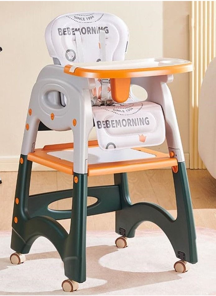 COOLBABY Baby Dining Chair Children Can Move Multi-functional Six-in-One Dining Table Rollercoaster Desk Chair Child Growth Chair