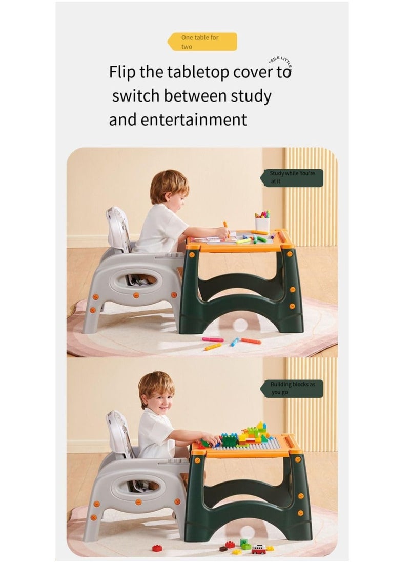 COOLBABY Baby Dining Chair Children Can Move Multi-functional Six-in-One Dining Table Rollercoaster Desk Chair Child Growth Chair