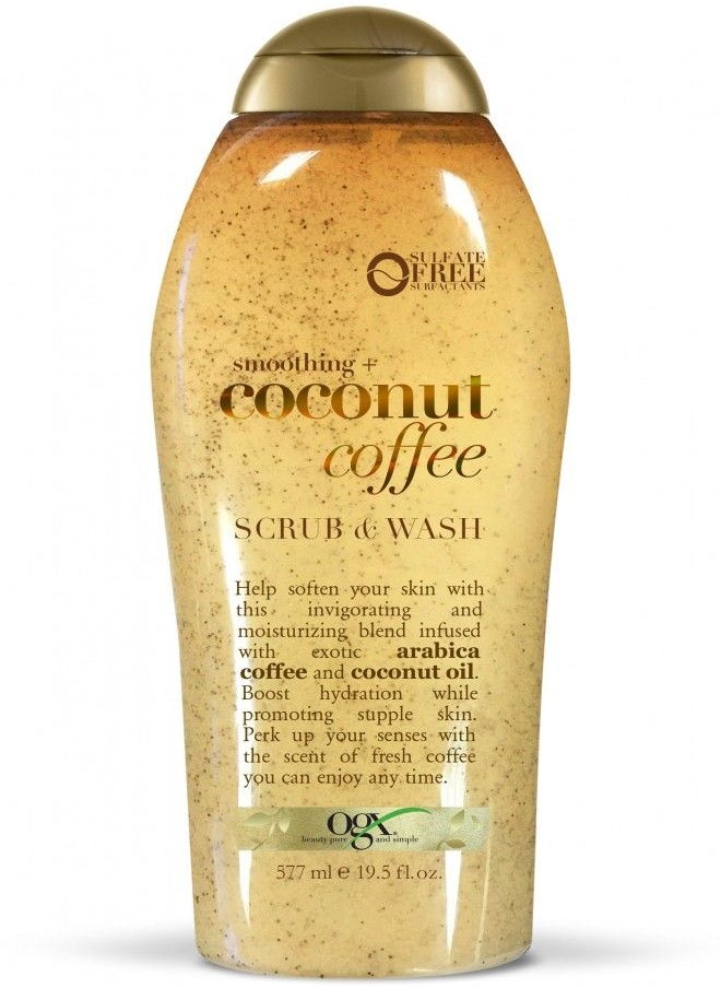 OGX Coffee Scrub and Wash, Coconut 19.5 Fl Oz