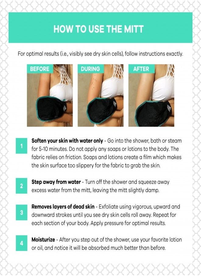 Dermasuri Deep Exfoliating Mitt Body Scrub for Soft Skin - Exfoliating Glove & Skin Cleanser - Part of the Best Skincare Kit for Women & Men - Cleanse Dead or Dry Skin - Exfoliator Tool