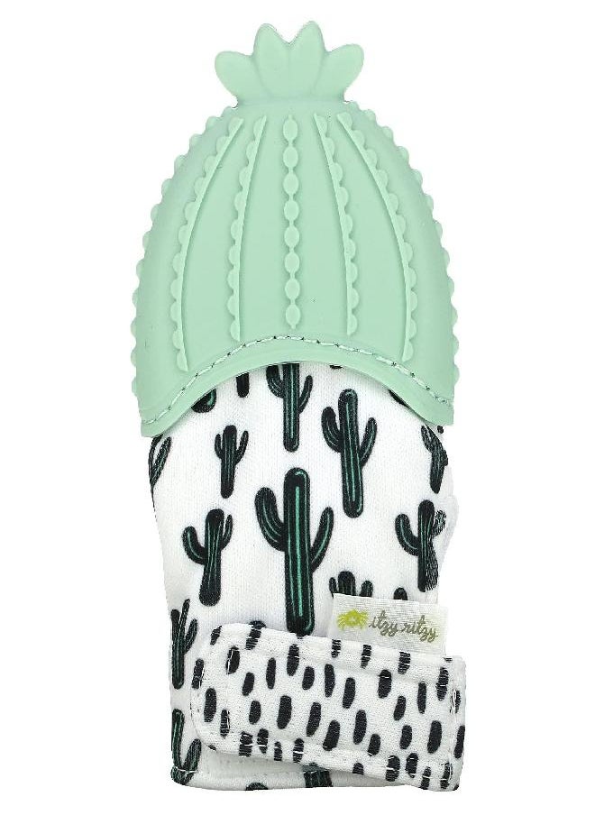 Itzy Ritzy Silicone Teething Mitt - Soothing Infant Teething Mitten with Adjustable Strap, Crinkle Sound and Textured Silicone to Soothe Sore and Swollen Gums, Cactus