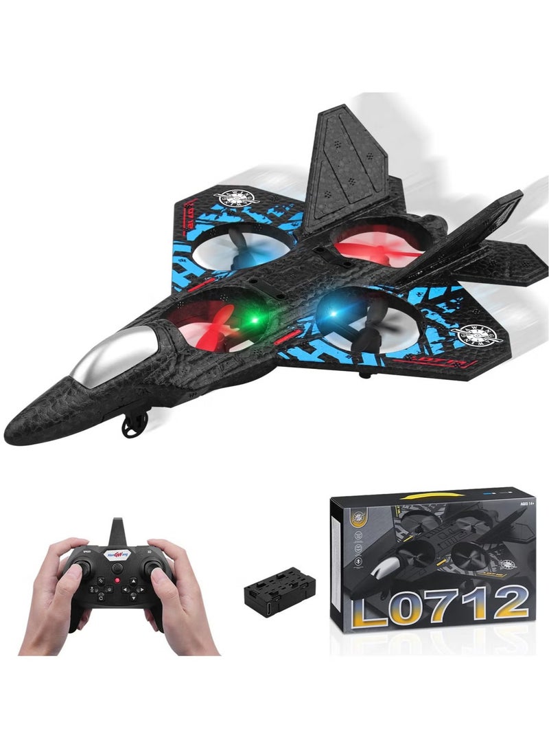 Remote Control Drone Plane 2.4GHz Quadcopter Hovering with Auto Hovering Fighter Aircraft RC Airplane RTF for Beginner Kids and Adults 3D Flip Airplane Toy with Colored Lights USB Charging Model L0712