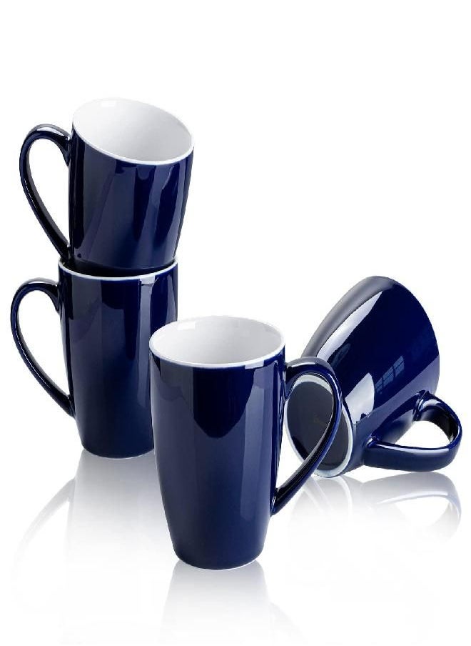 Sweese 601.403 Porcelain Mugs - 16 Ounce (Top to the Rim) for Coffee, Tea, Cocoa, Set of 4, Navy