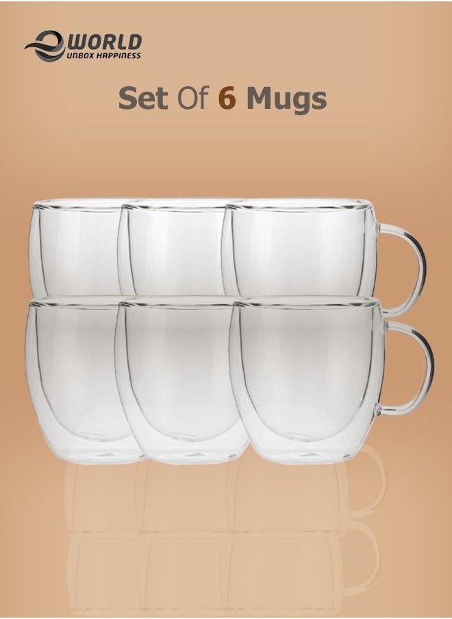 6-Piece Insulated Double Wall Glass Tea Cup Set