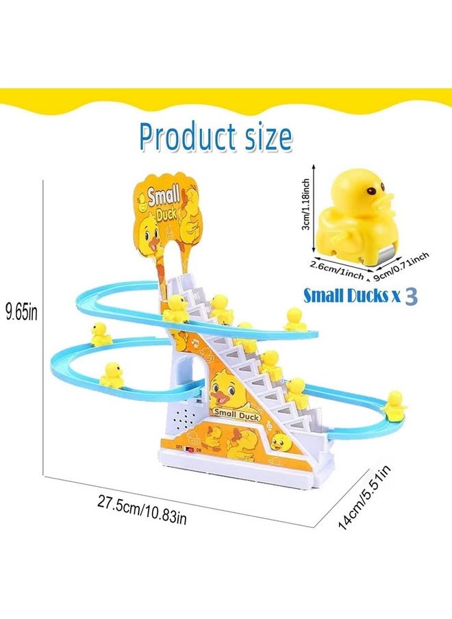 Duck Slide Toy Set, Funny Automatic Stair-Climbing Ducklings Cartoon Race Track Set Little Lovely Duck Slide Toy Escalator Toy With Lights And Music (Duck Track Set)