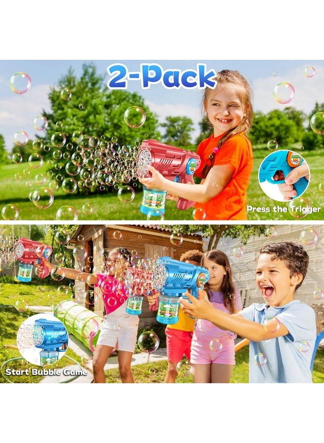 Bubble Guns Machine For Kids 4-8: Automatic 10-Hole Bubble Guns With Rich Bubbles & Led Light - Summer Outdoor Bubble Gun Blaster Toys - 2Pcs Bubble Blower