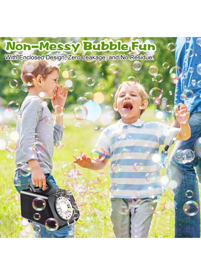 Machine Automatic Bubble Blower For Kids: 20000+ Bubbles Per Minute Bubble Maker For Kids Toddlers| Zerhunt 2024 Upgrade Portable Bubble Machine Toys For Indoor Outdoor Birthday Parties（Black）