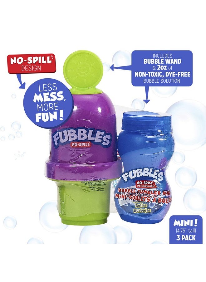 Fubbles No Spill Bubble Tumbler Minis Party Favor 12 Pack | Bubble Toy For Babies Toddlers And Kids | Includes 2Oz Bubble Solution And A Wand Per Bottle (Assorted Colors)